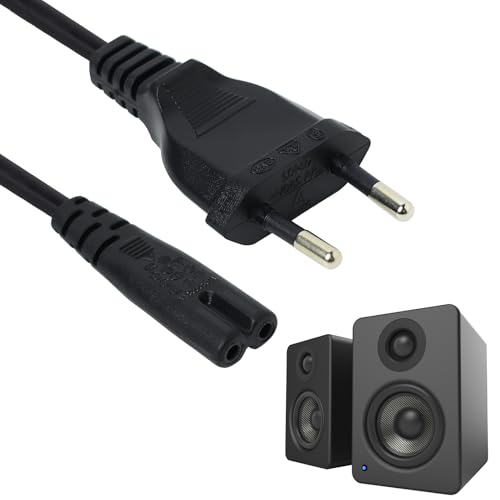 Câble d'alimentation 1,5M, Cable Alimentation TV, Euro Fiche vers Figure 8 Cordon d'alimentation 2 Pin Cable Alimentation Compatible avec Philips Samsung TV, Imprimante, PC Monitor… (Noir) – vue 7