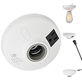 3-in-1 Light Socket Adapter with USB (5V/2A) & Outlet - E26/E27 Bulb to Power Outlet Converter, USB Charger Port, 3-Prong US Plug for Cameras, Projectors, Smart Devices