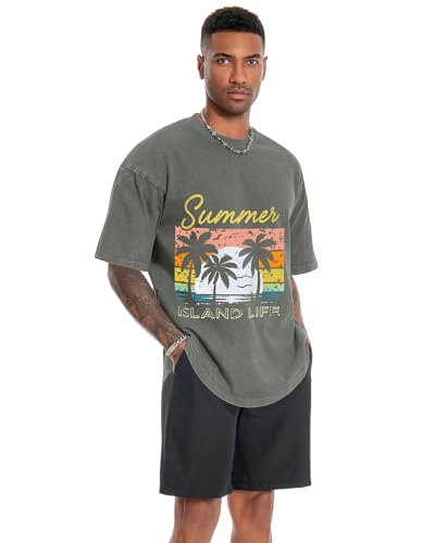 Image of Oversized Tshirts for Men Short Sleeve Vintage Washed Basic Loose Tees 2026