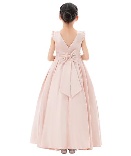 ekidsbridal Satin V-Back Flower Girl Dresses with Rhinestone Wedding Toddler Gown 3264
