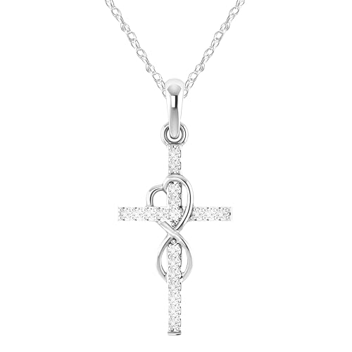Collier avec croix argent 925 cristal zircone pour femme et jeune fille