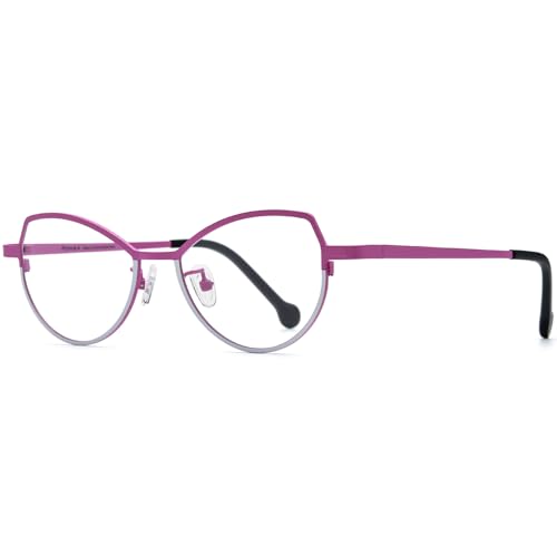 Image of FONEX Colorful Pure Titanium Glasses Frame Women Retro Round Eyeglasses