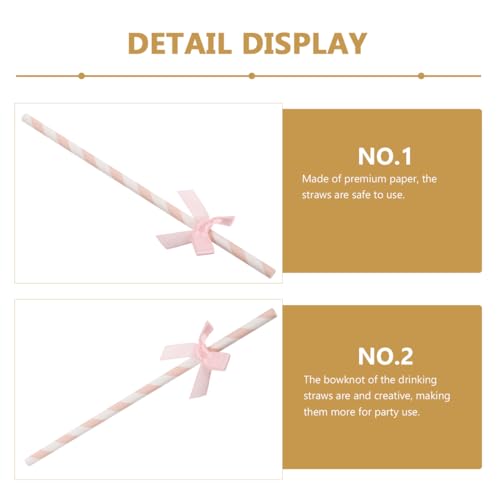 Pitillos de papel con moño rosa pack 30 piezas miniatura 7