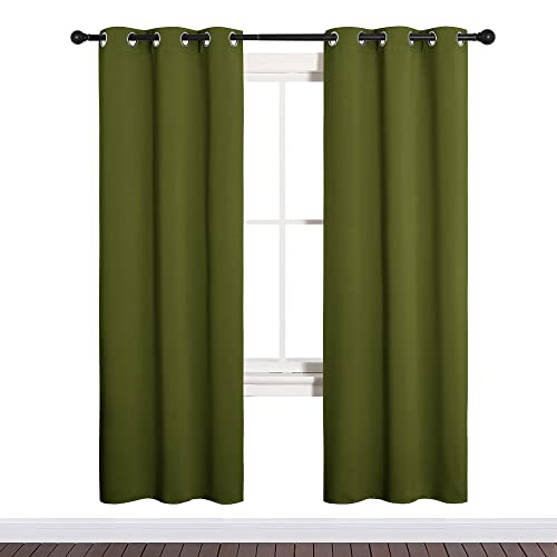 Image of NICETOWN Bedroom Curtain Panels Blackout Draperies, Christmas Holiday Decor Thermal Insulated Solid Grommet Blackout Curtains /Drapes (One Pair, 34 by 72-inch, Olive Green)