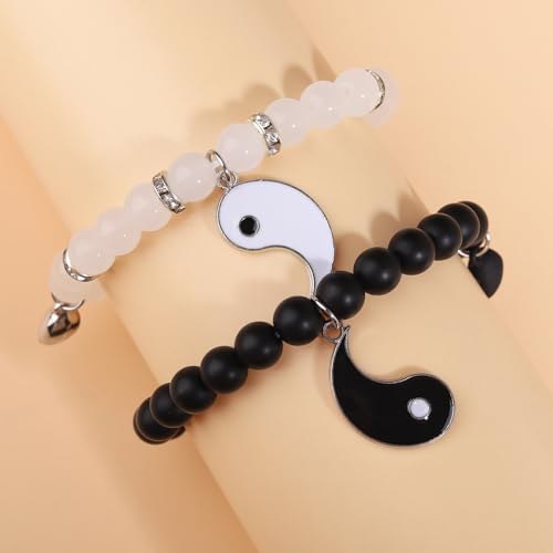 Image of Spider Friendship Bracelets Matching Bracelets for Couples Best Friends Bff, Matching Spider Kitty Bracelet Halloween Christmas Birthday Jewelry Gifts for Women Teen Girls Bestie Gf Bf