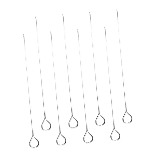 POPETPOP 8Pcs Stainless Steel Bbq Skewers for Outdoor Grilling Reusable Kabob Sticks for Camping Parties Family Gatherings for Chicken and Vegetables