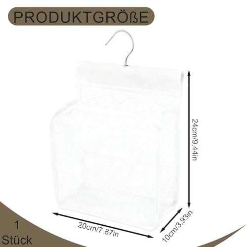 JIUCHAOTONG Wäscheklammerbeutel, Wäscheklammerbeutel zum Aufhängen Klammerbeutel, Reusable Klammerbeutel, Wäscheklammern, mit einem S-Haken, für Haus und Garten, Weiß