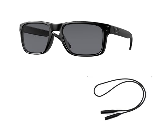 Oakley OO9102 Sunglasses Bundle: OO 9102 HOLBROOK 9102E5 Holbrook Matte Black Grey and Universal Anti-slip Silicone Leash2