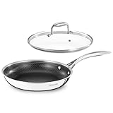 DELUXE Hybrid Ceramic Nonstick 10-Inch Fry Pan with Tempered Glass Lid, Skillet with Stay-Cool Handles, Dishwasher&Oven Safe, PFOA Free Compatible with All Cooktops