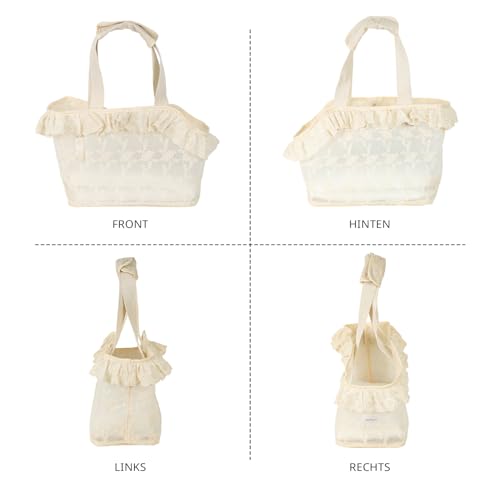 ONECUTE Hundetasche/Tragetasche für Hunde, Spitze, klein, für Hunde und Katzen und Kaninchen, Beige (24 * 15 * 23 cm)