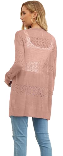 Image of GRECERELLE Lightweight Cardigan Sweaters for Women Crochet Knit Open Front Long Sleeve Loose Casual Boho Summer Beach Coverup
