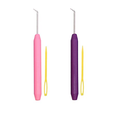 Loom Knitting Hook Knitting Loom Hook Tool Loom Knit Hook Set Looming Hooks Crochet Hooks Knitting Needles Sewing Needles for Knitting Looms Knitting Boards (Purple + Pink)