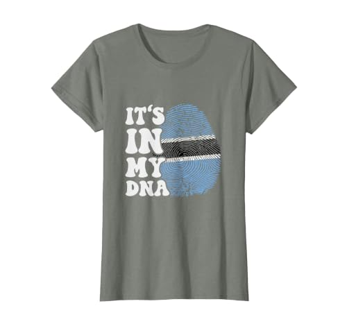 Funny It's in My DNA Botswana Flag Fingerprint T-Shirt, Women, Olive Heather, X-Small