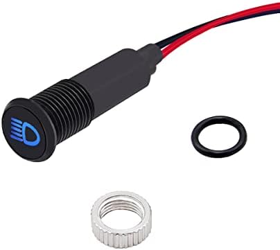 Taiss LED Indicator Pilot Dash Light Blue (High Beam Indicator), 5/16"(8mm)12V LED Metal Signal Indicator Light.