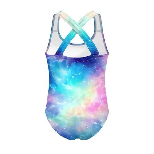 Image of Girls One Piece Swimsuits Summer Quick Dry Crewneck Beach Bathing Suit Cross Shoulder Strap Swimwear 5-14 Years