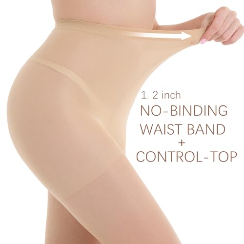MEME&WEWE 2 Pairs Tights for Women, Sheer Stockings for Women Pantyhose,20D High Waist No Rip Control Top Tight Pantyhose2