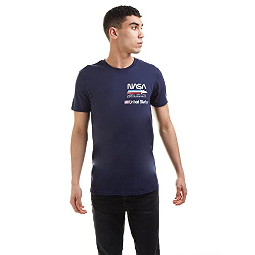 Nasa Men's Plane Aeronautics T Shirt, Blue (Navy Navy), L UK