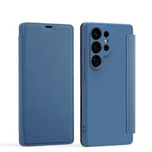 Custodia per Samsung Galaxy S25 Ultra con Porta Carte Pieghevole 360 Gradi Cover Flip Case pelle PU - Blu