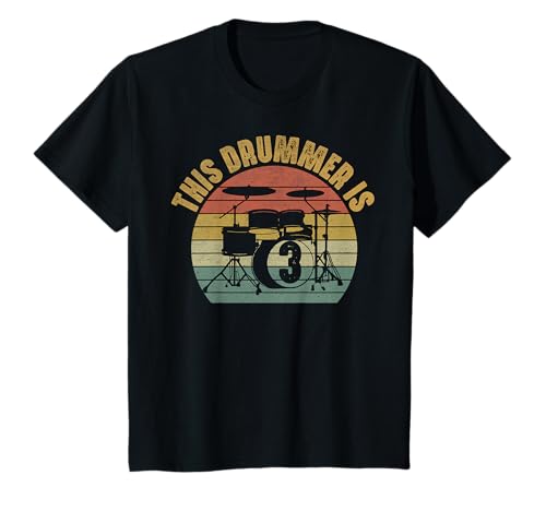 Baterista de 3 años para niños pequeños, batería de tercer cumpleaños, batería Camiseta