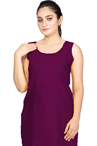 Image of Women's Cotton Long Camisole for Kurti /Suit Slip /Long Inner /Samij for Women Sameej /Knee Length Inner Wear /Sameez /Kurti Slip /Round Neck /Invisible