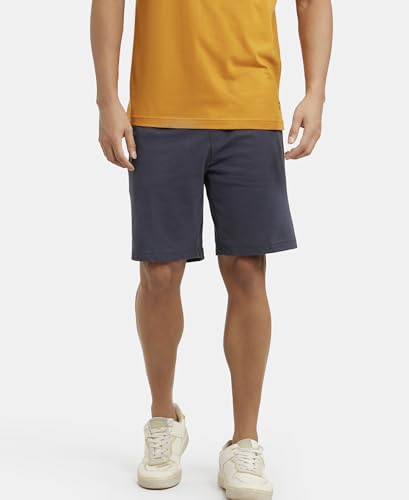 Image of Jockey AM12 Men's Super Combed Cotton Straight Fit Solid Shorts with Side Pockets