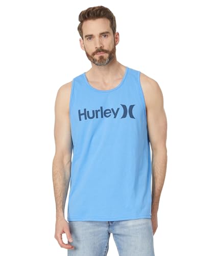 Hurley One & Only Solid Tank Camiseta sin Mangas, Bliss Blue Htr, XL para Hombre