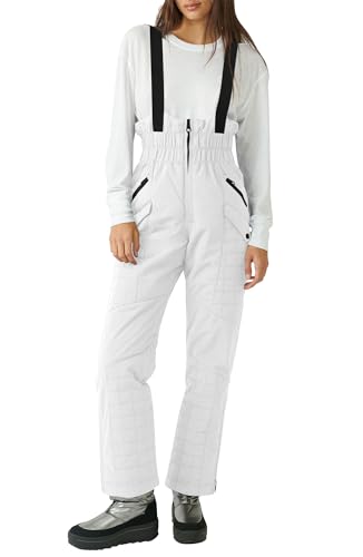 Yousify Womens Snow Bibs Winter Ski Bib Waterproof Snow Pants Insulated Overalls Snowsuit White M