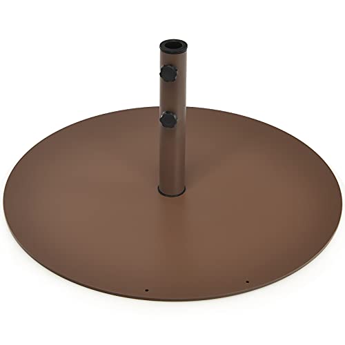 Tangkula 59Lbs Patio Umbrella Base, 29.5 Inches Round Umbrella Stand, Outdoor Steel Market Umbrella Base Stand For Backyard, Poolside, Garden, Lawn (Brown) #TOP4