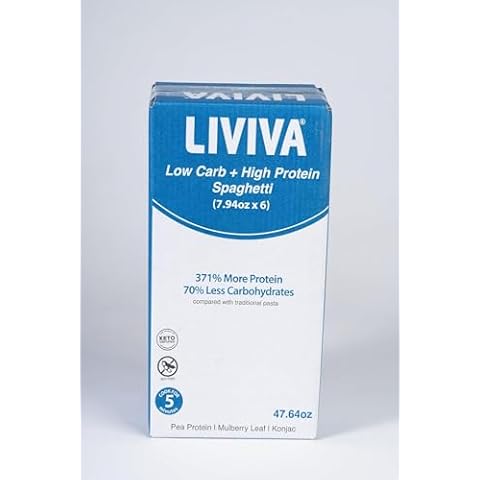 LIVIVA Low Carb High Protein Keto Value Pack Spaghetti Noodle Pasta 6 Pk – 135 g Protein per Box with Pea Protein & Konjac Flour - 8g Net Carbs, Diabetic-Friendly - Healthy Al Dente Pasta Cover