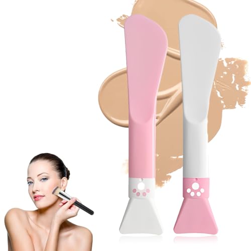 Cepillo de Mascarilla de Silicona, Brocha Mascarilla Facial, Aplicador de Mascarillas Faciales, Cepillo Limpiador Facial Brocha Maquillaje para Barro, Arcilla, Máscara Mixta de Carbón, 2 Piezas