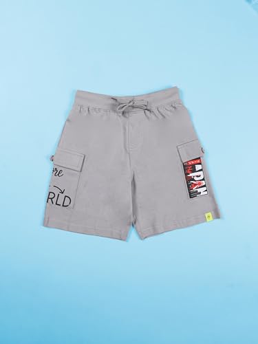 Image of KiddoPanti Boys 100% Cotton Knitted Above Knee Length Basic Cargo Shorts