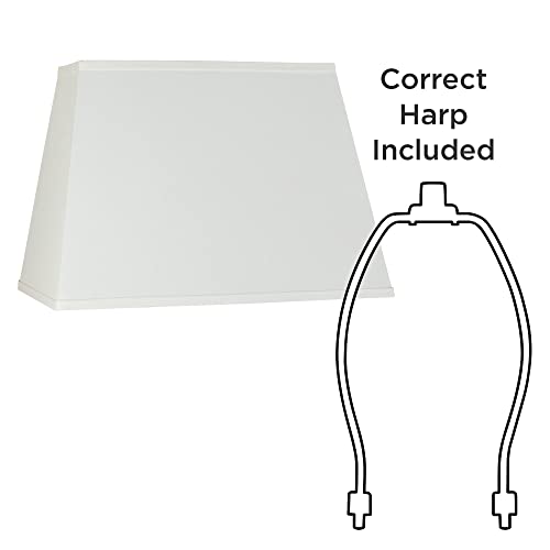Ivory Linen Large Rectangular Lamp Shade 14" Wide X 6" Deep At Top And 18" Wide X 12" Deep At Bottom And 12" Height (Spider) Replacement With Harp And Finial - Springcrest #TOP6