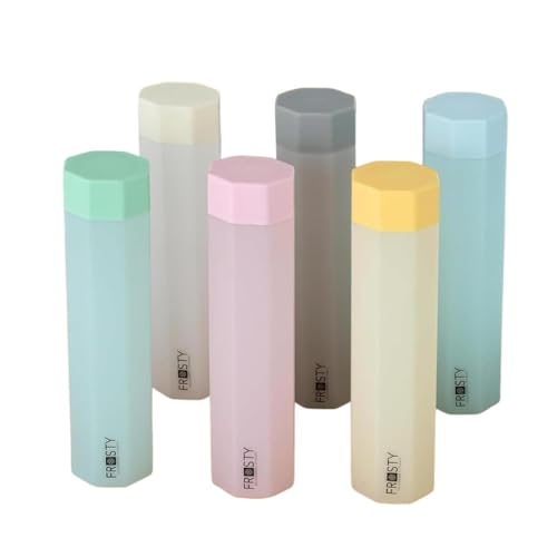 Image of Premium Slim Square Water Bottle BPA Free Plastic Frosty Finish Leak Proof Fridge Fit Freezer Safe Drinking Bottle for School Office Gym Travel Use (Octagone bottal)