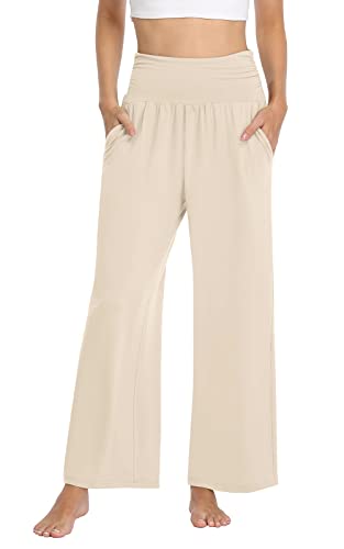 Image of TARSE Womens Wide Leg Pants Casual Loose Yoga Sweatpants Comfy Lounge Pajama Flowy Pants Pockets