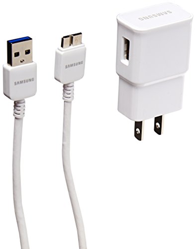 Samsung OEM 2.0A Travel Charger Adapter and 5-Feet Micro USB 3.0 Cable - Non-Retail Packaging - White