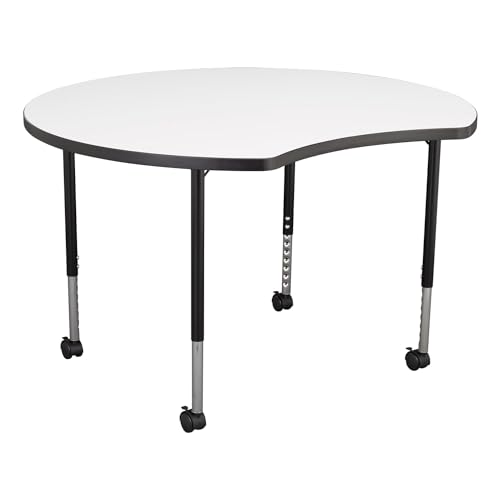 Image of Learniture Structure Series Crescent Mobile Collaborative Table w /Whiteboard Top