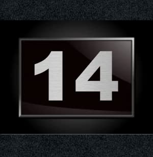 Number Plate 14 Room, Door No,Rack Numbers Warehouse,Black Acrylic Background with Silver Letter with PVC Waterproof Sticker | Wall Stickers-image-0