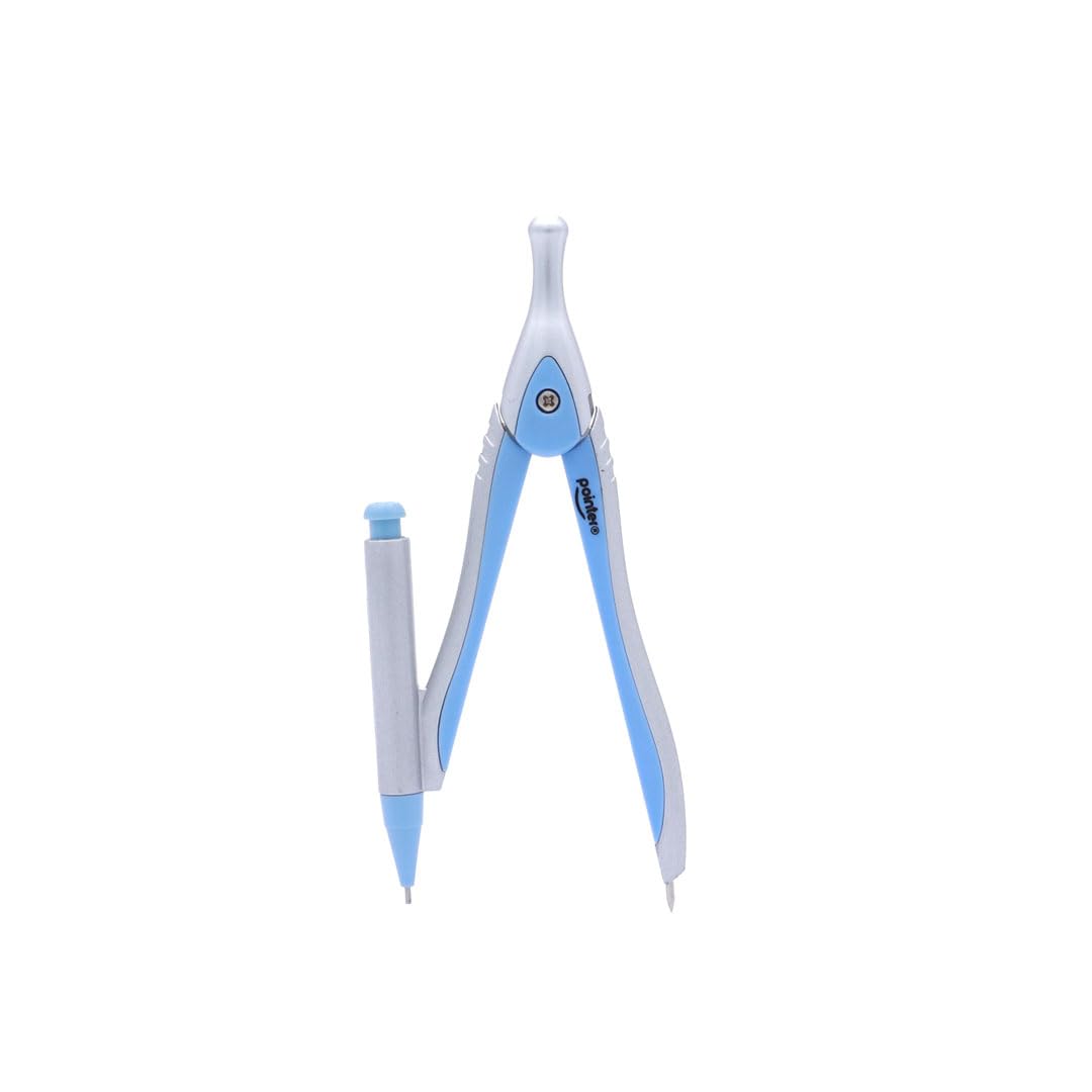 Pointer Mathematik-Set, 7-teilig, Geometrie-Set, inklusive Kompass, Lineal, Winkelmesser und mehr, 1 zufällige Farbe von 3, Schulanfangs-Geometrie-Set für Schüler