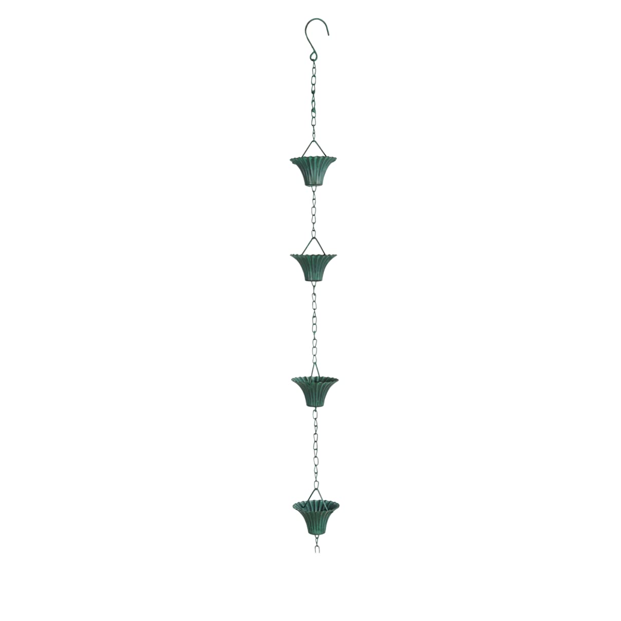 Esschert Design Chaîne d'eau de Pluie en Fer Vert 7,9 x 7,9 x 254 cm