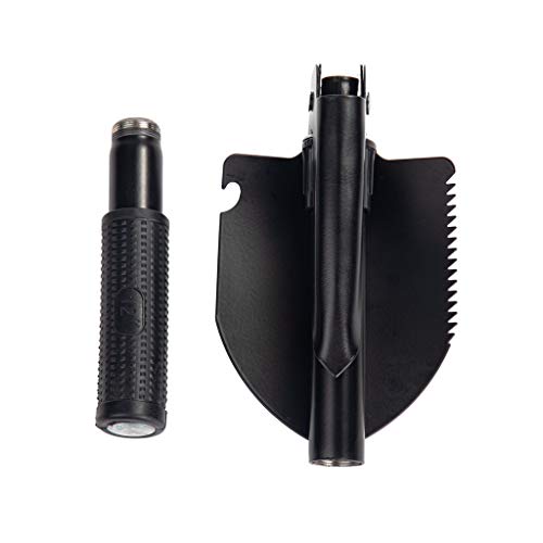 Jipemtra Gardening Folding Shovel Military Camping Shovel Survival Gear Entrenching Tool With Carrying Pouch Metal Handle For Camping Trekking Gardening Fishing Backpacking Snow (Black) #TOP6
