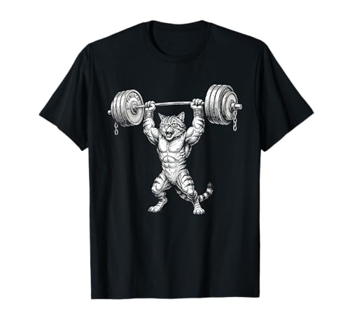 Powerlifting Cat Hand Funny Weightlifting Gym Workout T-Shirt