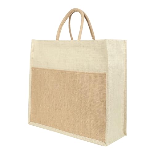 Image of Match Made Eco Friendly Jute Jhola Bag For Kitchen Essential Grocery Shopping, Carry Milk, Fruits, Vegetable With Reinforced Handles & Zipper