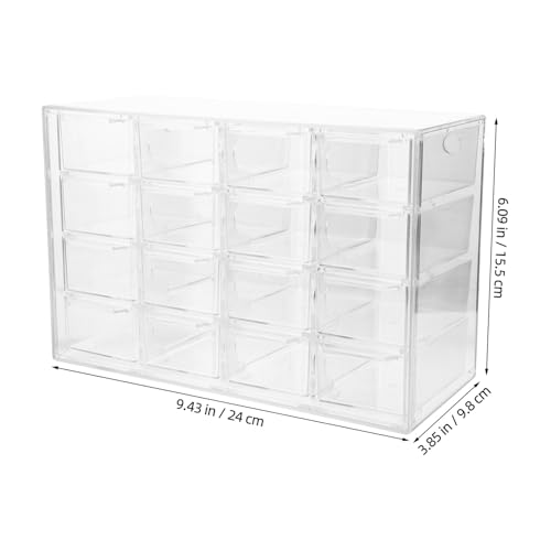 GALPADA Organizador de Joyas Transparente 16 Compartimentos Caja de Almacenamiento de Plástico Cajón Extraíble Organizador de Escritorio para Oficina y Tocador 24 X 15 X 10 CM - imagen 2