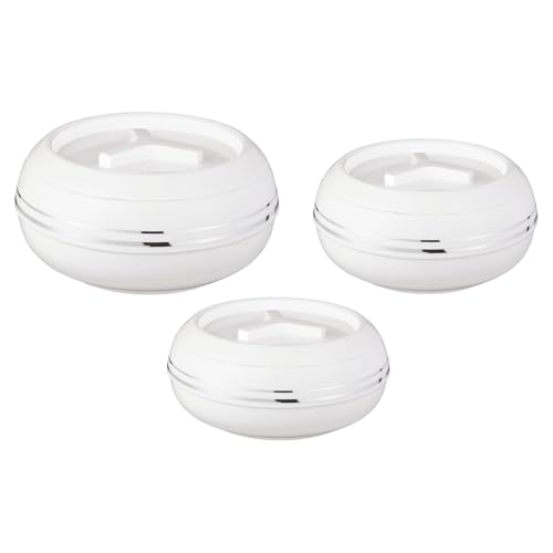 M1SS 3pc Set Casserole Pot Serving Dishes with Lids Set (1200, 1500, 2500 ML) – Hot Pot Food Container Double Wall Insulated Casserole with Locking Lid, Stainless Steel Inner, BPA-Free, 1.2L/1.5L/2.5L