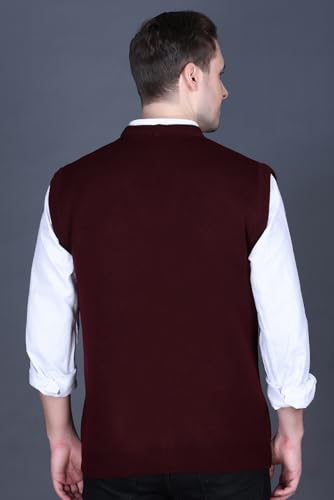 Image of V Neck Cardigans for Men - Woolen Sleeveless Sweater for Man Winter Wear