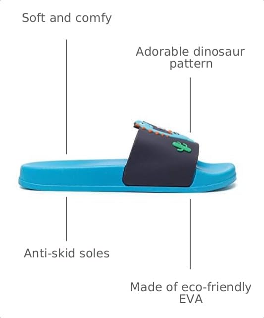 Image of MEMON Toddler Little Kids Dinosaur Beach /Pool /Shower Slides /Anti-Skid Home Bath Slippers /Cute Summer Outdoor Shoes for Girls and Boys