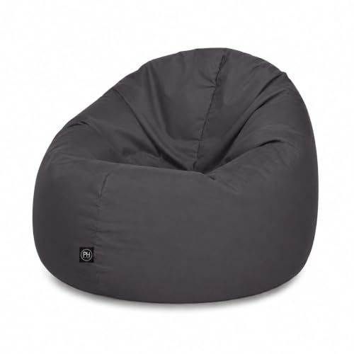 PATCH HOME 2 in 1 Funktion Sitzsack Sessel Bean Bag Sitzsäcke Gaming mit Reißverschluss bereits befüllt - Ø 125cm -Anthrazit – Ansicht 1