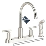 Kitchen Faucets, Kitchen Sink Faucet, Brushed Nickel Kitchen Faucet with Sprayer, 3 or 4 Hole RV Faucet for Kitchen Sink, Stainless Steel Touch Kitchen Faucet with Side Sprayer, TDLKF024L