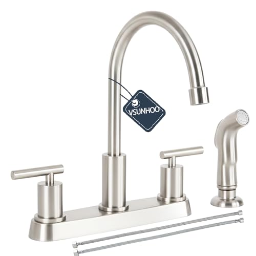 Kitchen Sink Faucet with Sprayer, Brushed Nickel, TDLKF024L