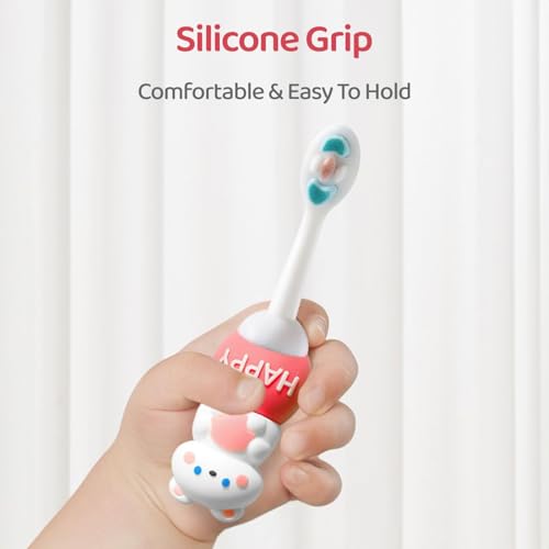 Image of StarAndDaisy Baby Manual Tooth Brush /Toothbrush 1 Year + Kids With Soft And Fluffy 10000 Gentle Bristles, 80 Micron Split-Beam Bristle, Non-Slip Comfortable Dinosaur Handle (White, 1),1 Count